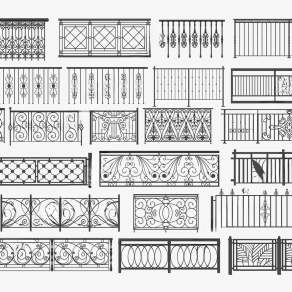 现代铁艺栏杆3D模型下载